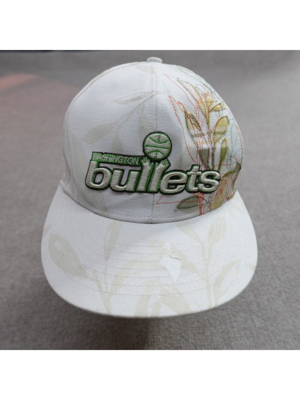 Washington Bullets Hat White Fitted 7 3/8 Embroidered Floral Hardwood Classics